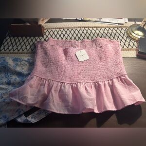 Blue and white Floral top and Gingham pink and white Smocked Top, crop tops